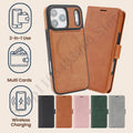2 in 1 Leather Wallet  Flip Case for IPhone 17 Air Promax 16 Pro Max 15 Plus 14 Pm 13 12 Magsafe Card Slots Holder Phone Cover