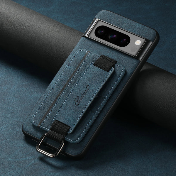 SUTENI PU Leather Phone Case Wrist Strap Ring Buckle Card Holder Stand For Google Pixel 9XL 8Pro 7A 6