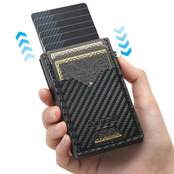 SUTENI Card Slot Wallet  Faux Leather Card Box Pressing The Button Automatically Ejects The Card