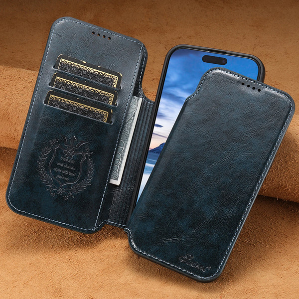 Faux Leather Wireless Charging  Card Holder Stand Wallet Magnetic buckle Phone Case For iPhone 17 Pro Max 16 Plus 15 14 13 12