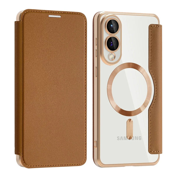 Flip Case for Samsung Galaxy S25 Ultra Edge S24 Plus Fe S23 S22 Magnetic Wireless Charging Card Slots Card Holder Phone Cover