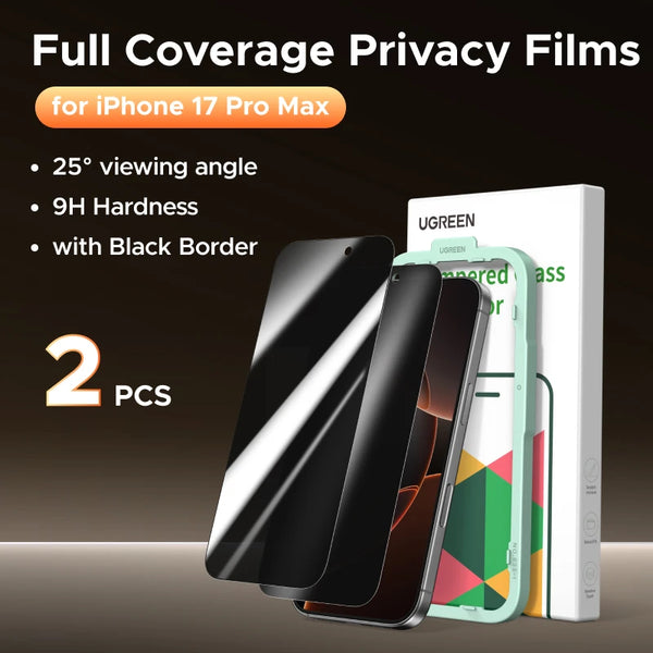 UGREEN 2PCS Privacy Screen Protector For iPhone 17 16 Pro Max Anti-Spy Tempered Glass For iPhone 17 Air Screen Protectors