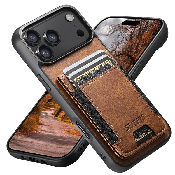 SUTENI Card Holder Bag Phone Case Luxury Faux Leather Stand For iPhone 17 Pro Max 16 Plus 15 14 13 12
