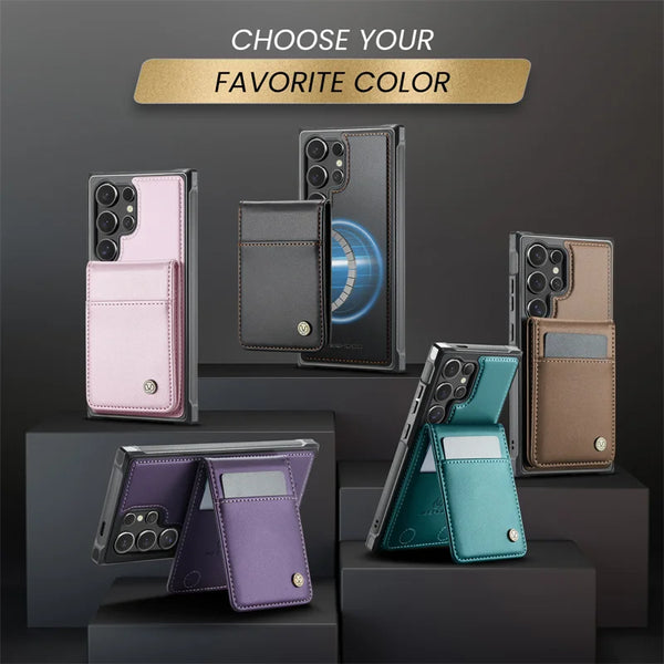 Magnetic Flip Leather Phone Case for Samsung Galaxy S26 Ultra S25 FE S24 Plus S23 S22 S21 Note 20 10 Magsafe Wallet Cards Cover