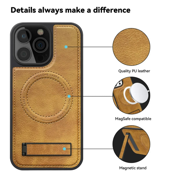 Leather Case for IPhone 16 Promax 15 Pro Max 14 Plus 13 12 iphone16 Magnetic Magsafe Wireless Charging Shockproof phone Cover