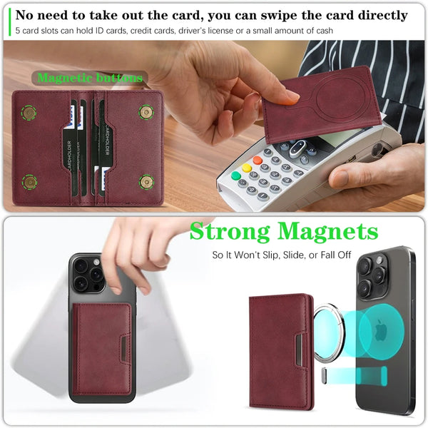Magnetic Cards Slots Holder For iphone 16 15 14 13 12 11 Samsung Oppo Xiaomi Oneplus Google Phone Cards Bag for All Smartphones