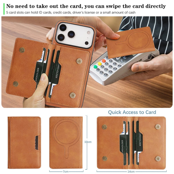 2 in 1 Leather Case for IPhone 17 Air 16 Promax 15 Plus 14 Pro Max 13 Pm 12  Kickstand Magsafe Wrieless Charging Phone Cover