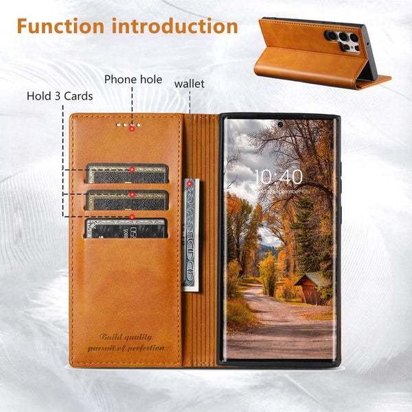 SUTENI Faux Leather Card Holder Stand Wallet Magnet Flip Cover Phone Case For Samsung S26 Ultra S25 Plus S24 S23 S22 Note20