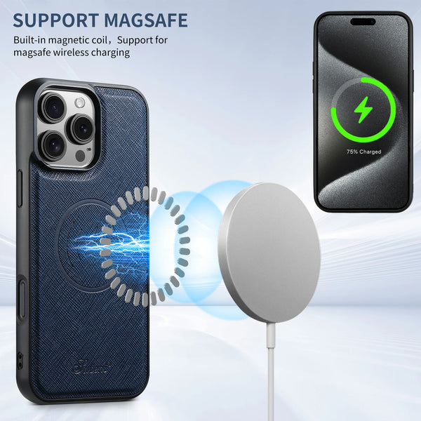 SUTENI Wireless Charging Phone Case Luxury PU Leather Magnet For iPhone 17 Pro Max 16 Plus 15 14 13 12