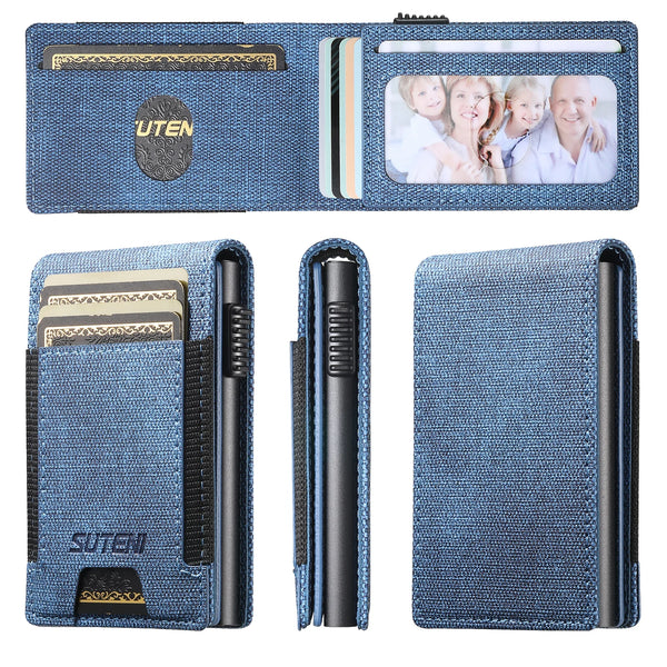 SUTENI Faux Leather For Men Wallet Card Slot Wallet Flip Cover Card Box Pressing The Button Automatically Ejects The Card