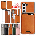 2 in 1 Leather Case for Samsung Galaxy Z Fold 7 6 5 4 3 Fold7 Fold6 Card Slots Holder Wireless Charging Magnetic Phone Cover