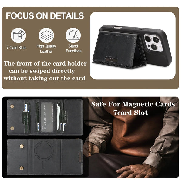 Magnetic Leather Wallet Case for iphone 16 Promax 17 Air 15 Pro Max 14 Plus 13 PM 12 Wallet 7 Cards Slots holder phone Cover