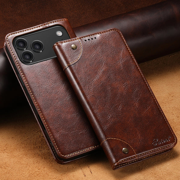 SUTENI Durable Faux Leather Card Holder Stand Wallet Magnet Flip Cover Phone Case For iPhone 17 Pro Max 16 Plus 15 14 13 12