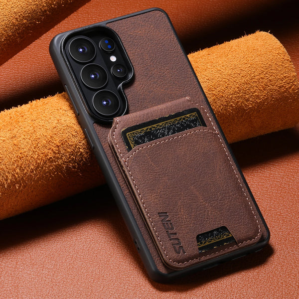 SUTENI Luxury Faux Leather Stand Card Holder Phone Case Feel For Samsung Galaxy S26 Ultra S25 Plus S24 S23