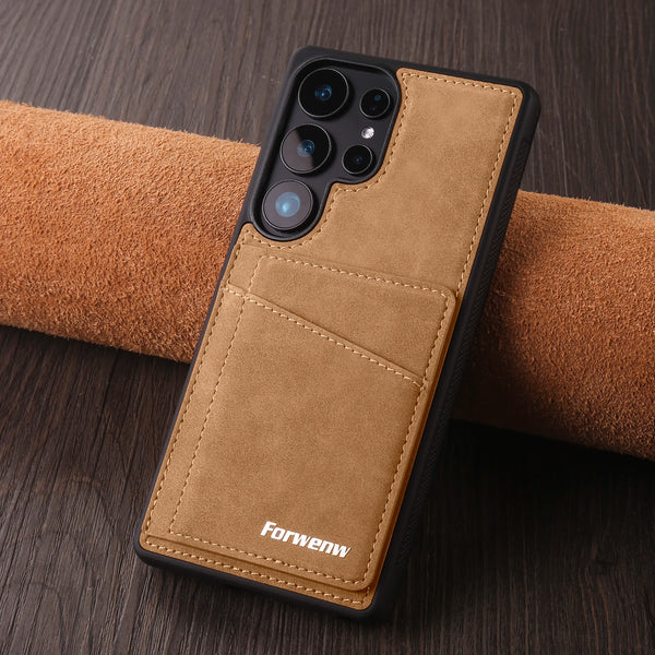 Leather Case For Samsung Galaxy S25 Ultra Edge S24 Plus S23 Fe S22 S21 S20Fe S25U S24U S23U Card SlotS Cards Holder Phone Cover