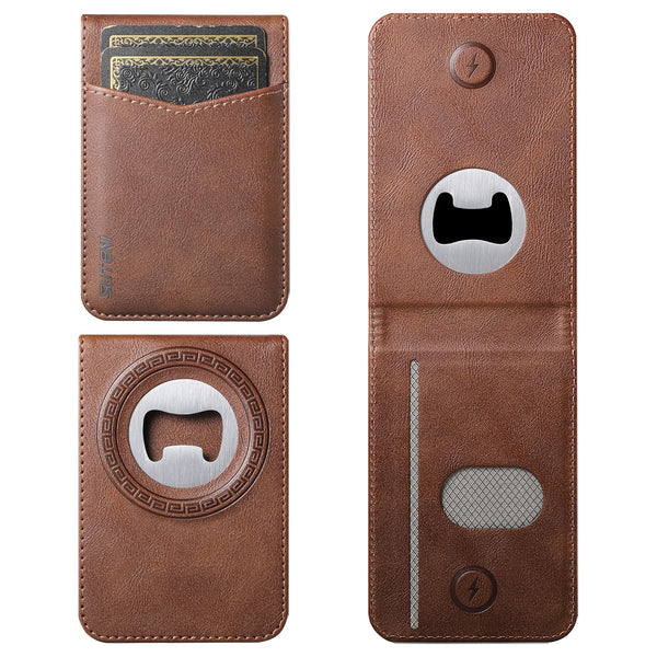 SUTENI Mobile Phone Wallet Stand Magnet Flip Pocket Card Storage Luxury Faux Leather Bottle Opener Bag Wallet Card Holder