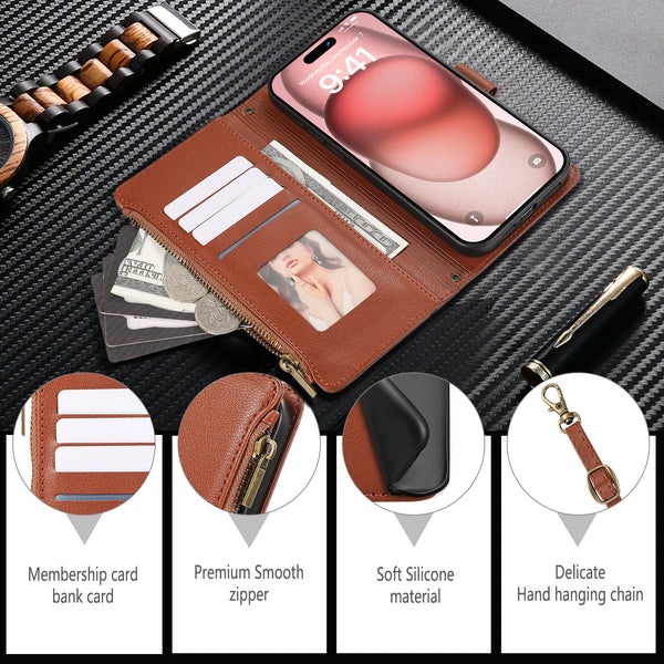Crossbody Leather Case for iphone 17 Promax Air 16 Pro Max 15 Plus 14 13 12 iphone17 Iphone16 Card Slots Wallet Phone Cover
