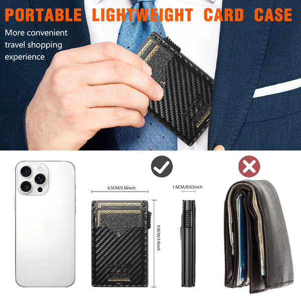 SUTENI Card Slot Wallet  Faux Leather Card Box Pressing The Button Automatically Ejects The Card