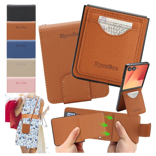 2 in 1 Crossbody Leather Wallet Case for Samsung Galaxy Z Flip 7 Fe 6 5 4 3 Fe Flip7 Flip6 Flip5 Flip4 Card Slots Phone Cover