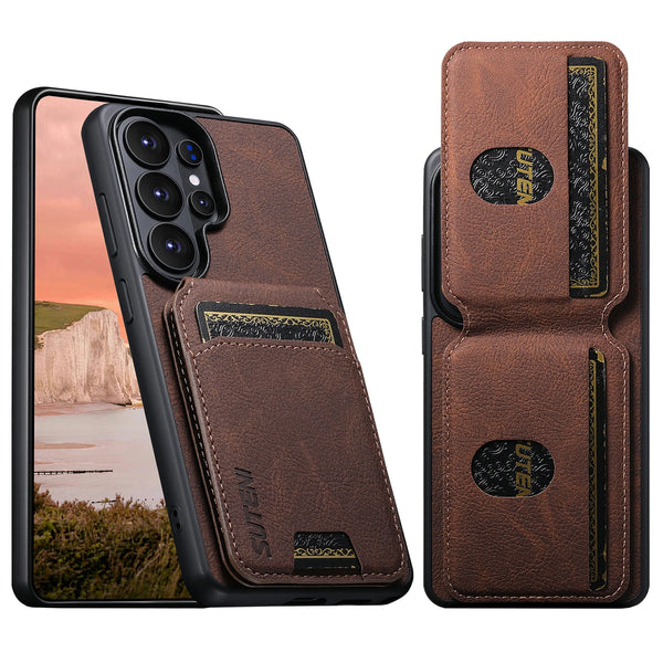 SUTENI Luxury Faux Leather Stand Card Holder Phone Case Feel For Samsung Galaxy S26 Ultra S25 Plus S24 S23