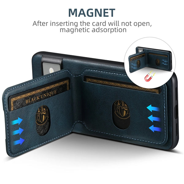 Leather Case For Google Pixel 10 10Pro 9 9Pro 8 8A 8Pro 7 7A Pro XL Shockproof Cards Slots Card Holder Kickstand Phone Cover