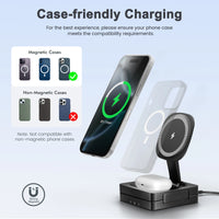 Magnetic Wireless Charger 3-in-1 Folding Fast Charging Station Foldable Travel for Magsafe  iPhone 17/16/15/14/13 Watch Airpods