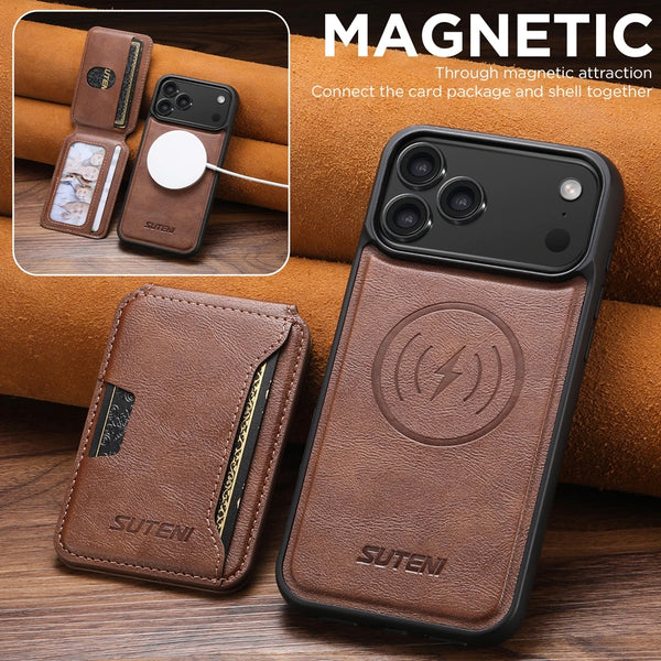 2 in 1 Leather Case For iPhone 17 Promax Air 16 Pro max 15 Plus 14 Pro 13 Pm 12 Cards Slots Holder Kickstand Phone Cover