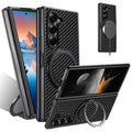 SUTENI Mobile Phone Case Magnet Wireless Charging 360° Rotating Stand Faux Leather Ring Buckle For Samsung Galaxy Z Fold 7 6 5