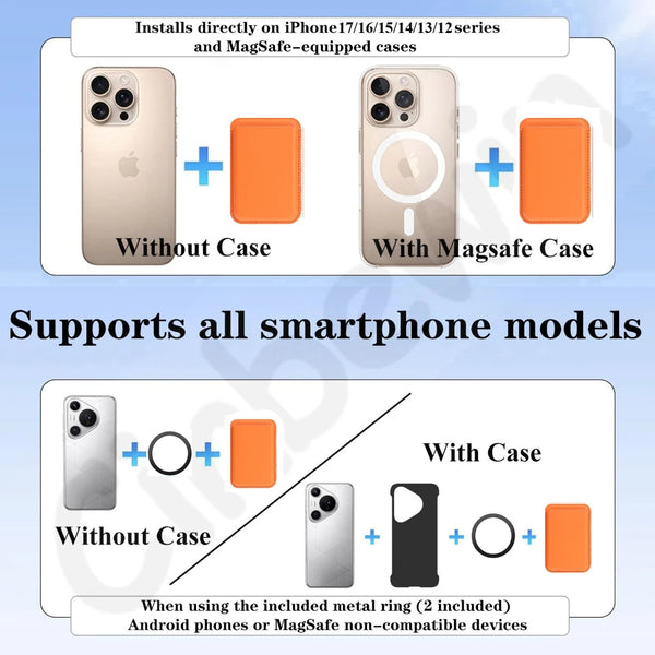 Magnetic Cards Holder Bag For iphone 17 16 15 14 13 12 Samsung Google Xiaomi Oppo Vivo Oneplus All Smart phone Cards Slots