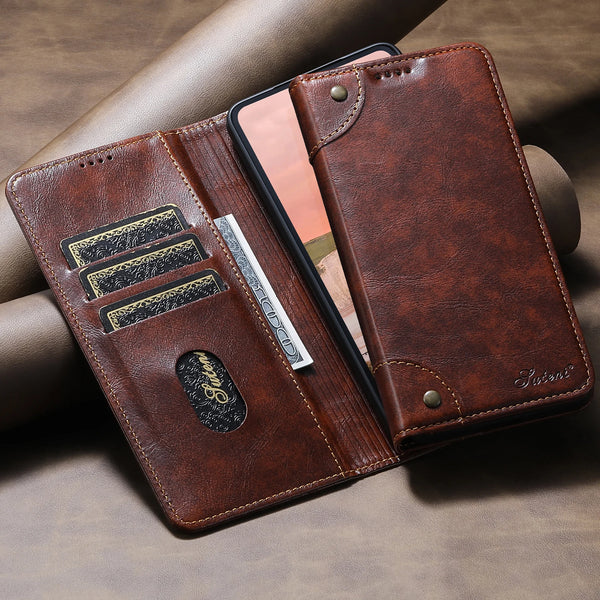 SUTENI Phone Case Faux Leather Card Holder Stand Wallet Magnet Flip Cover For Galaxy S26 Ultra S25 Plus S24 S23+
