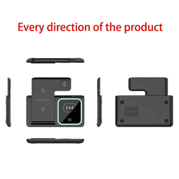 2025 Multifunction 3 in 1 Folding Wireless Chargers Station for iPhone 12/13/14/15/16/17 Pro Max Samsung Xiaomi Fast Charging