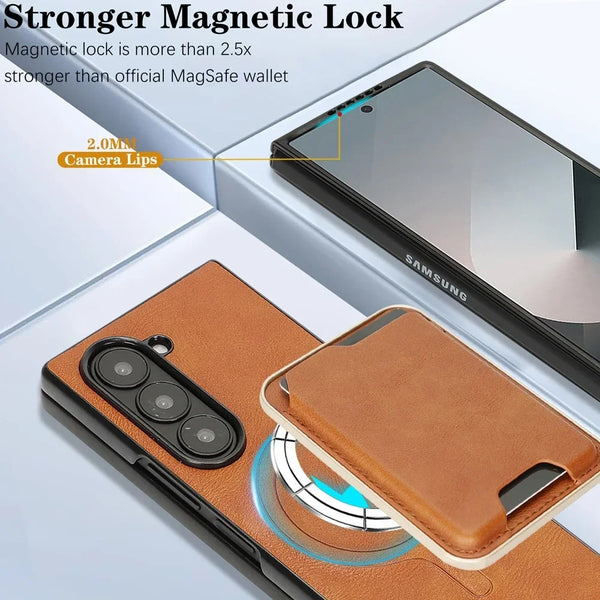 2 in 1 Ultra Thin Case for Samsung Galaxy Z Fold 7 6 5 4 3 Fold7 Fold6 Fold5 Fold4 Fold3 Wireless Charger Wallet Phone Cover