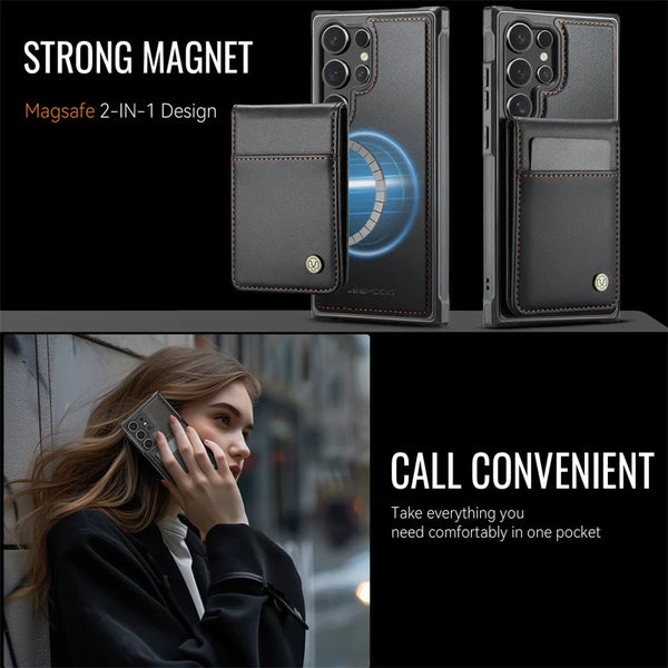 Magnetic Flip Leather Phone Case for Samsung Galaxy S26 Ultra S25 FE S24 Plus S23 S22 S21 Note 20 10 Magsafe Wallet Cards Cover