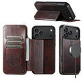 Faux Leather Wireless Charging  Card Holder Stand Wallet Magnetic buckle Phone Case For iPhone 17 Pro Max 16 Plus 15 14 13 12