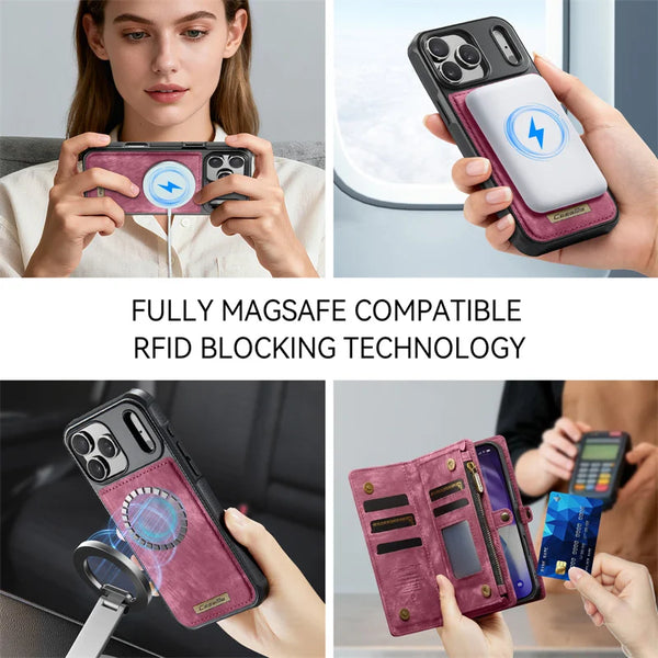 FOR iPhone 17 Pro Max Air 16 16E 15 Plus 14 for Samsung S26 Ultra S25 FE S24 Plus S23 S22 S21 S20  A17 A16 A36 A56 A15 A55 A14 A54  for Google Pixel 9 10 Pro XL 9A for Samsung Z FOLD 7 FOLD 6 FOLD5 Zipper Wallet Flip case with Magnetic Leather back Case