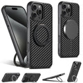 Compatible MagSafe Wireless Charging Strong Magnetic 360° Rotating Ring Stand PU Leather Phone Case For iPhone 17 16 15 14 13 12