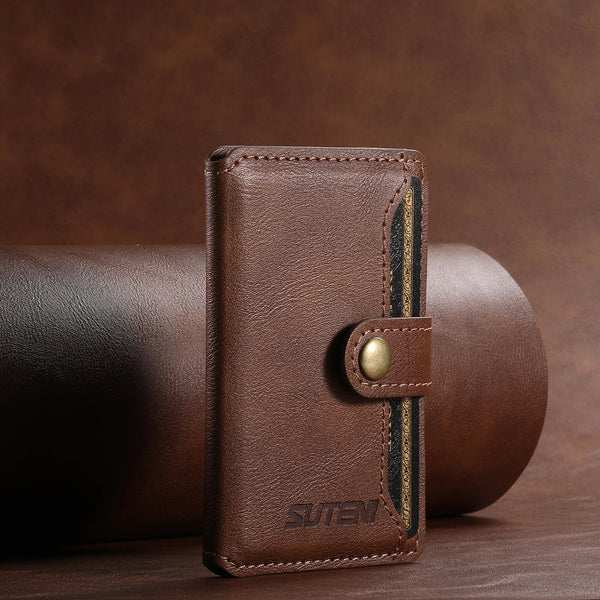 SUTENI Magnetic phone case Card holder Wallet Luxury PU leather black/brown/blue/purple