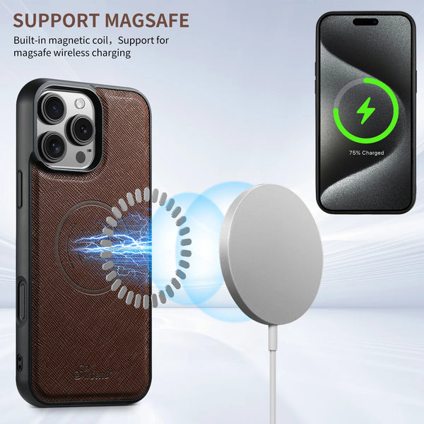 SUTENI Wireless Charging Phone Case Luxury PU Leather Magnet For iPhone 17 Pro Max 16 Plus 15 14 13 12