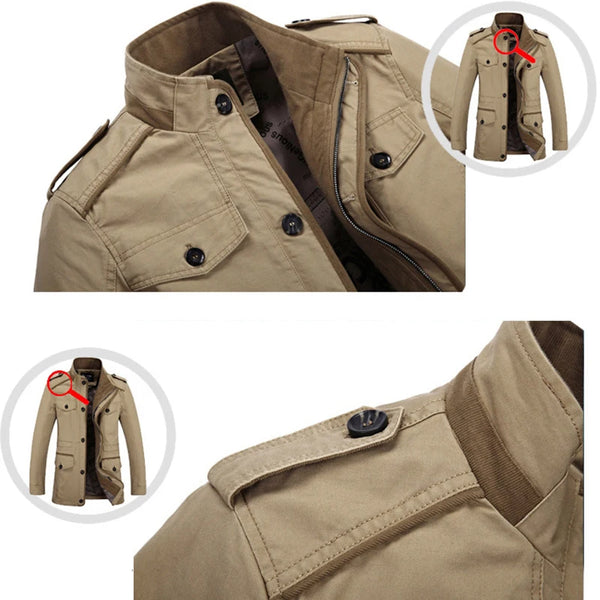 High Quality Men's Casual Jacket 6XL Male Windbreaker Oversized Cotton Classic Jackets Men Clothing Trench Coat A4F5806
