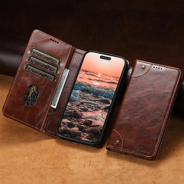SUTENI Durable Faux Leather Card Holder Stand Wallet Magnet Flip Cover Phone Case For iPhone 17 Pro Max 16 Plus 15 14 13 12