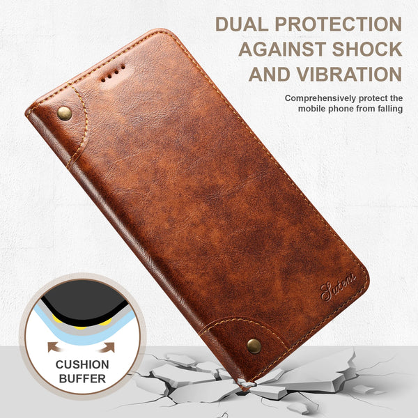 SUTENI Phone Case Faux Leather Card Holder Stand Wallet Magnet Flip Cover For Galaxy S26 Ultra S25 Plus S24 S23 S22 Note20