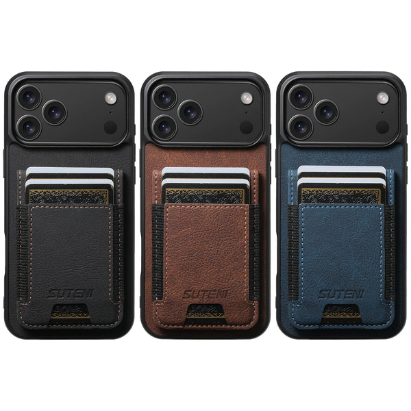 SUTENI Luxury Faux Leather Card Holder Stand Phone Case Frosted Feel For iPhone 17 Pro Max 16 Plus 15 14 13 12