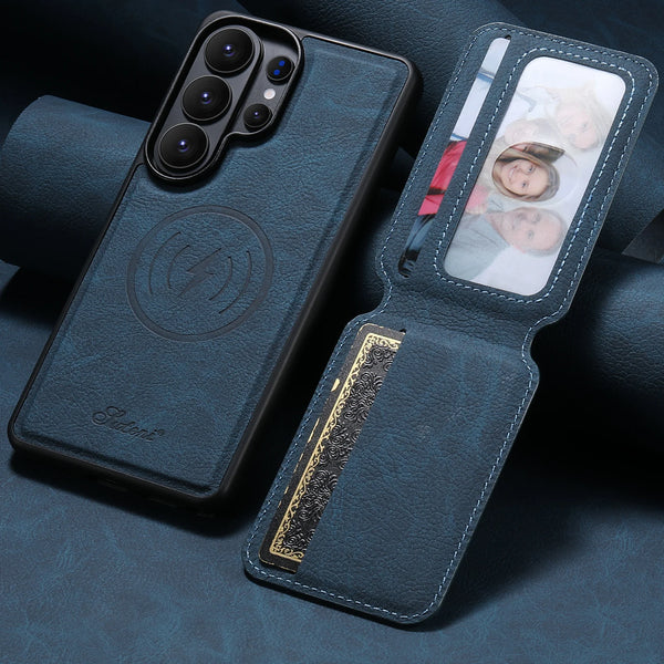 SUTENI Wireless Charging Phone Case Magnet Card Holder Stand Faux Leather For Samsung Galaxy S26 Ultra S25 Plus S24 S23+