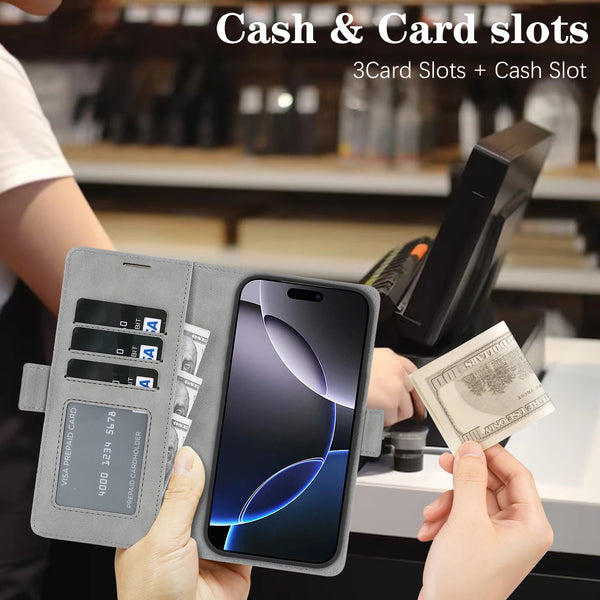 2 in 1 Magnetic Leather Case for IPhone Air 17 Promax 16 Pro Max 15 Plus 14 Pro 13 12 16e Magsafe Wallet Card Holder Phone Cover
