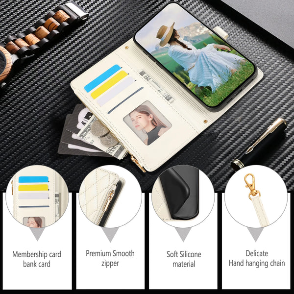 Crossbody Zipper Wallet Case for Google Pixel 10 9 8 7 10Pro 9Pro XL 8Pro 7Pro 7a 8a 9a Kickstand Cards Cash Pocket Phone Cover