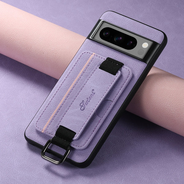 SUTENI PU Leather Phone Case Wrist Strap Ring Buckle Card Holder Stand For Google Pixel 9XL 8Pro 7A 6