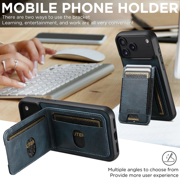 SUTENI Leather Luxury Wallet Kickstand Card Holder Protective Cover For iPhone 17 16 15 14 13 12 11 Pro Plus X Xs XR Max Case