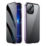 360 ° Full Protection Metal Magnetic Double-Sided Glass Snap Lock Privacy Case For iPhone 17 16 15 14 Plus 13 12 11 Pro Max 16E