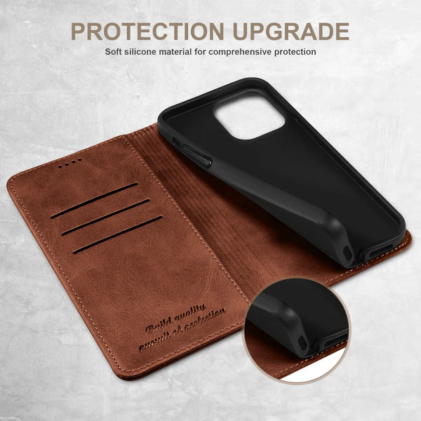 SUTENI Leather Wallet Phone Case Flip Cover Card Holder Bracket For iPhone 16 15 14 13 12 11 XR XS Pro Max Plus 7 8