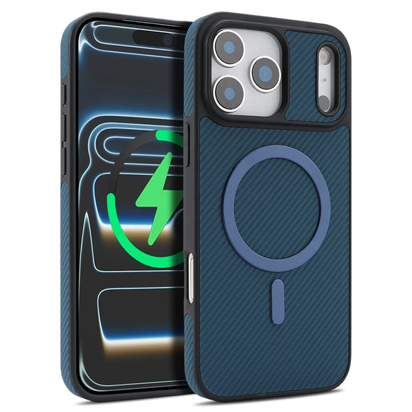 Carbon Fiber Pattern Magsafe Phone Case For Iphone 17 Air 16 Promax 15 Pro Max 14 Plus 13 12 16e Wrieless Charging Phone Cover